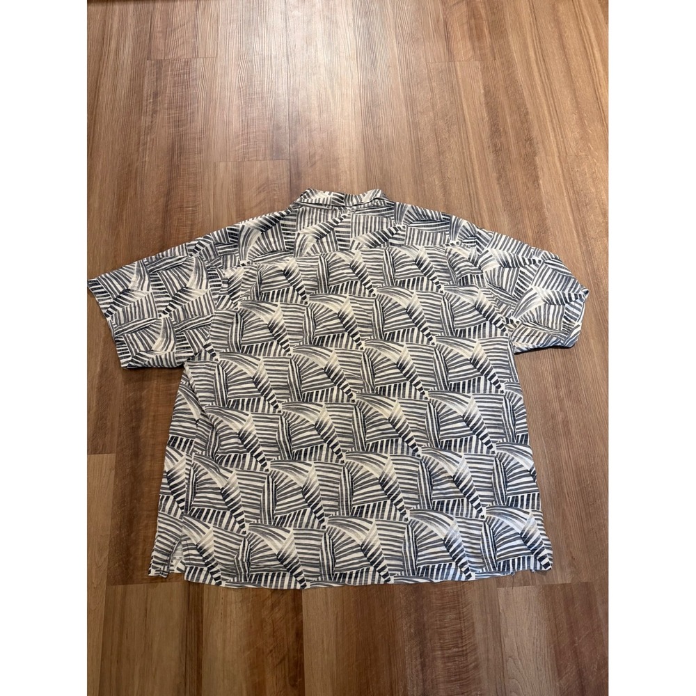Tommy Bahama Button Down Mens 3XL Grey Silk Cotton Abstract Geometric Shirt - Picture 2 of 6